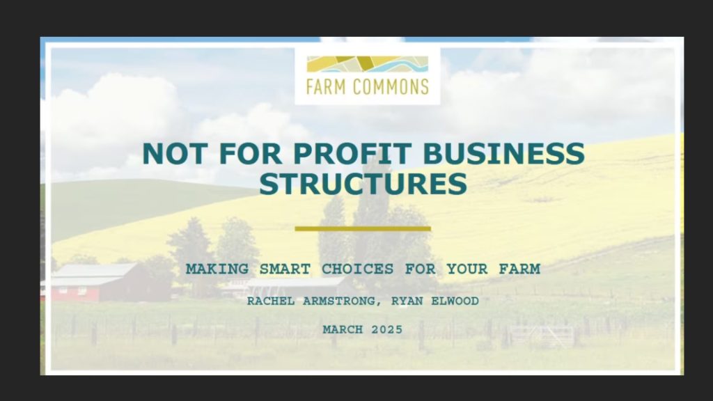 Farm Commons Webinar: Not for profit business structures