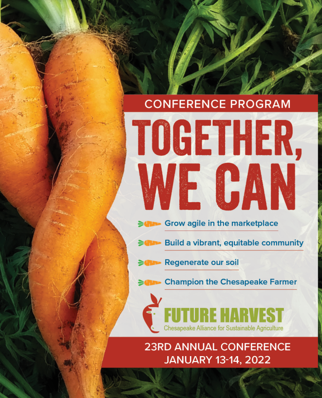 Image of Future Harvest conference Large Carrrot with Text "Together We Can"